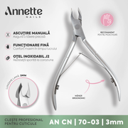 Cleste profesional pentru cuticula 3mm AnnetteNails AN CN-70-03