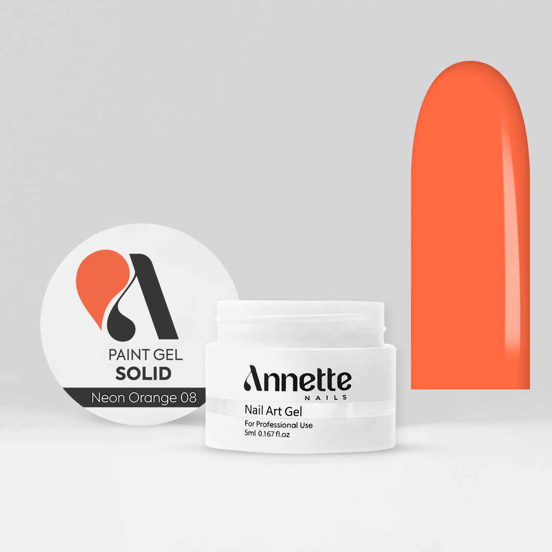 Paint Gel Solid Neon Orange 08 Wipe - 5ml Annette Nails GPS-08