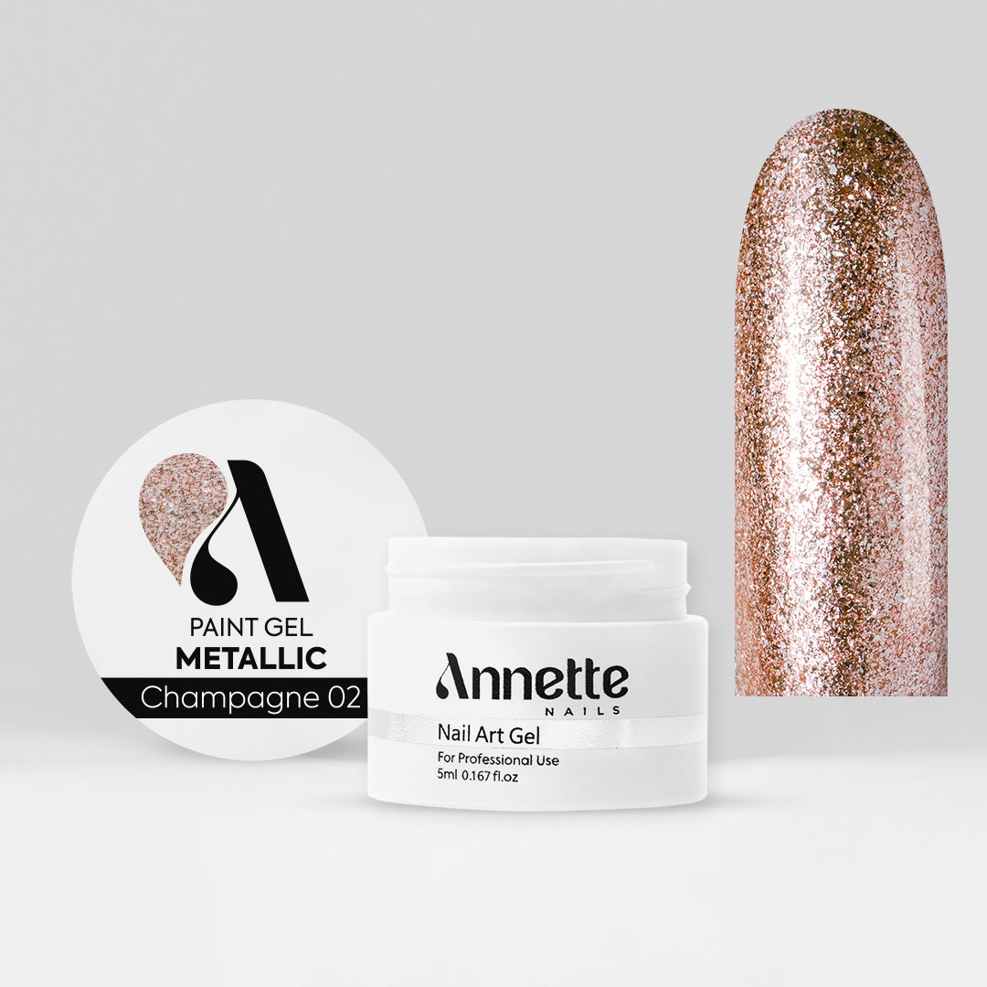 Paint Gel Metallic Champagne 02 Wipe - 5ml Annette Nails