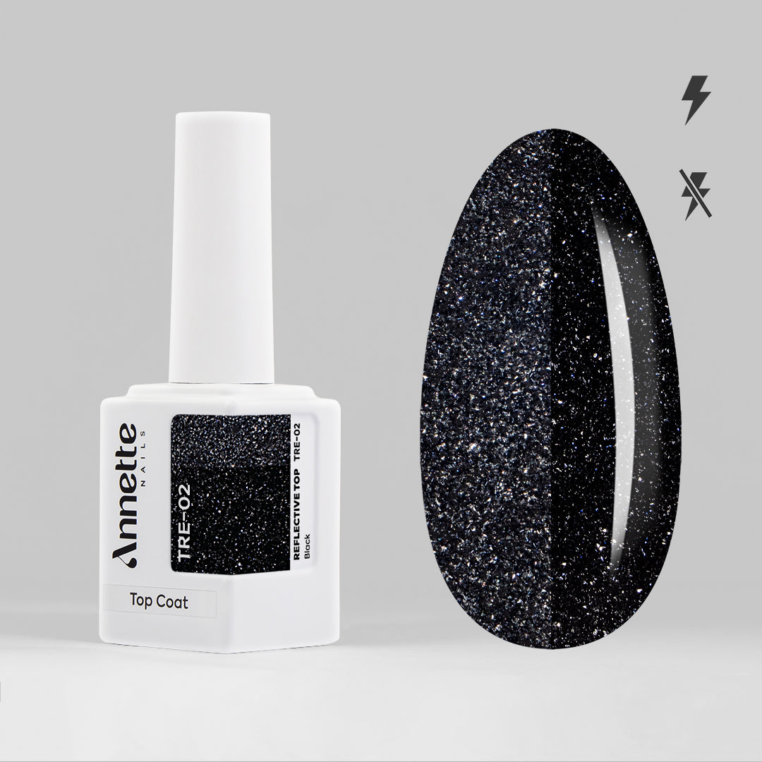 Top Coat AnnetteNails Reflective black no wipe TRE-02 - 12ml