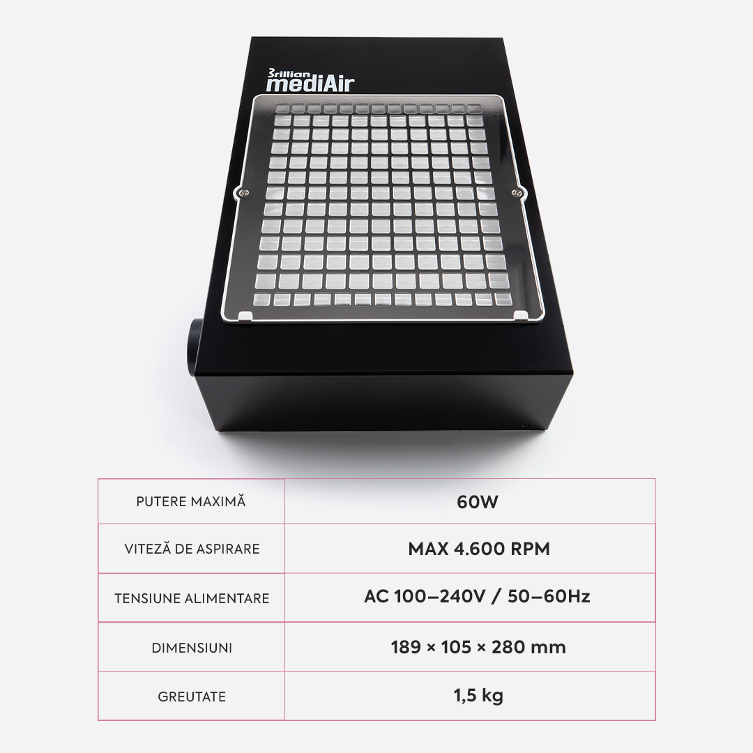 Aspirator Unghii Manichiura Brillian MediAir Saeshin 60W 4600RPM – Black