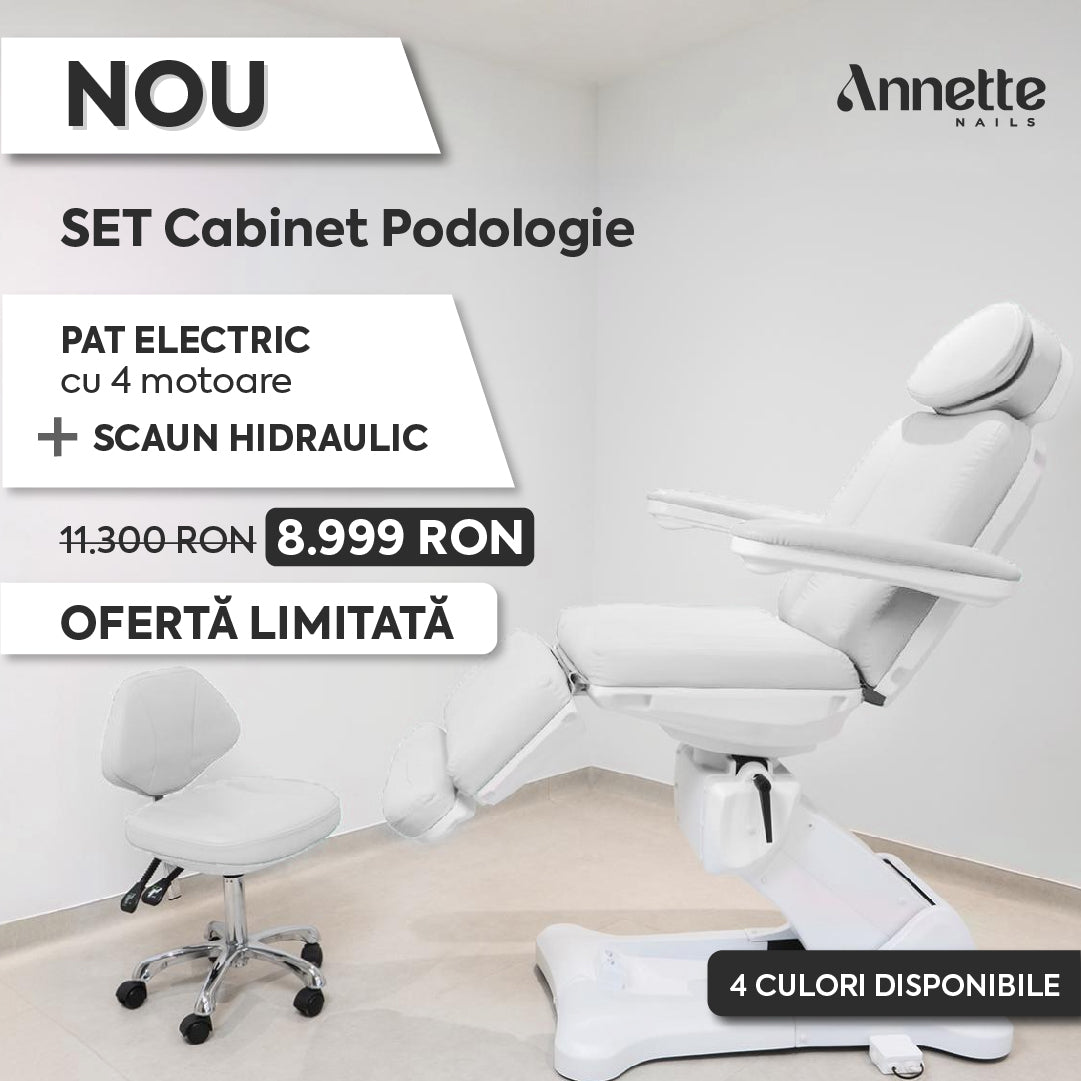 Pat Cosmetica Electric 4 Motoare + Scaun Hidraulic Tehnician - Alb
